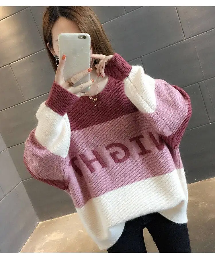 new Korea fashion Autumn Womens Loose Sweaters Kawaii Chic Harajuku Clothing Jumpers for Females Long Sleeve Streetwear - Цвет: 1