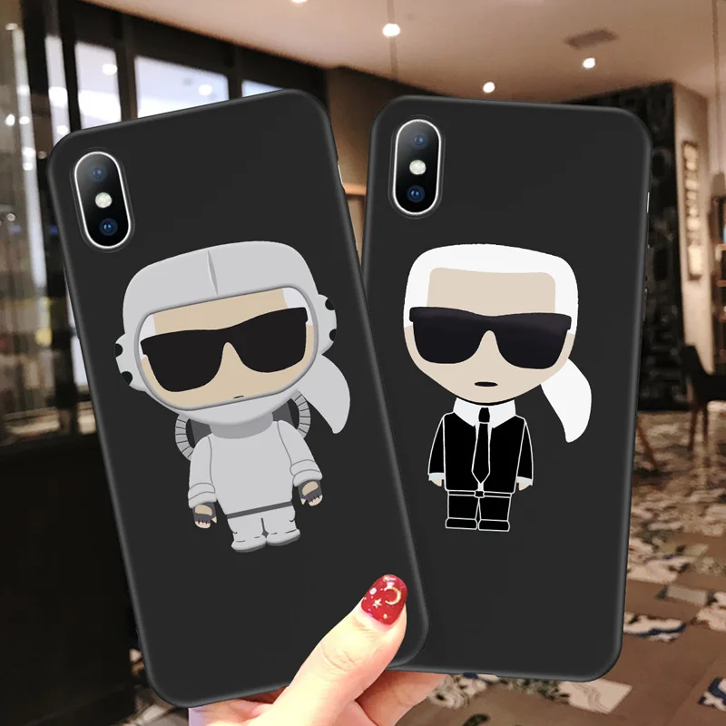 

Lovebay Fashion Karl Lagerfeld Silicone Phone Case For iPhone X XR Xs Max Soft TPU Back Cover For iPhone 6 6s 7 8 Plus 5 5s SE