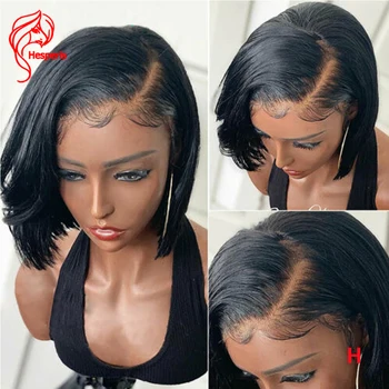 

13*4 Lace Front Human Hair Wig Straight Bob 130% Brazilian Remy Hair Lace Front Wigs Bleached Knots For Women Short Bob Cut Wig