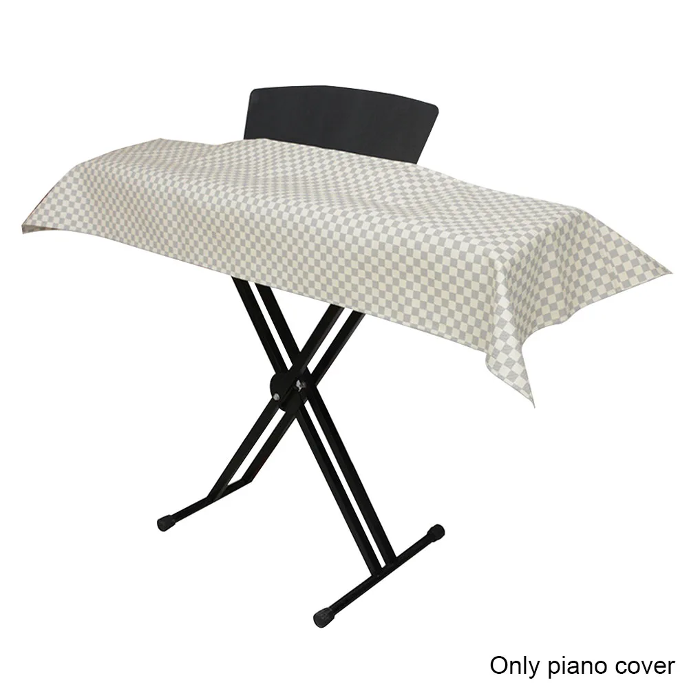 88 Key Protective Waterproof Zippered Book Stand Opening Piano Cover Double Layer Home Check Pattern Dustproof PU Leather