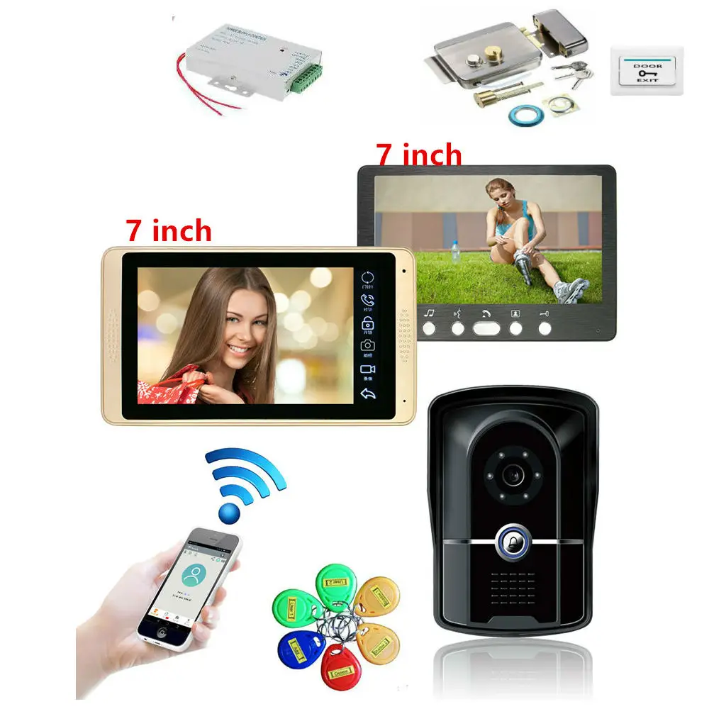 D KIT " 2 monitoren видеодомофон Deurbel домофон Bedrade/Draadloze Wifi Systeem met IR-CUT HD 1000TVL Bedrade камера ночного видения - Цвет: D KIT