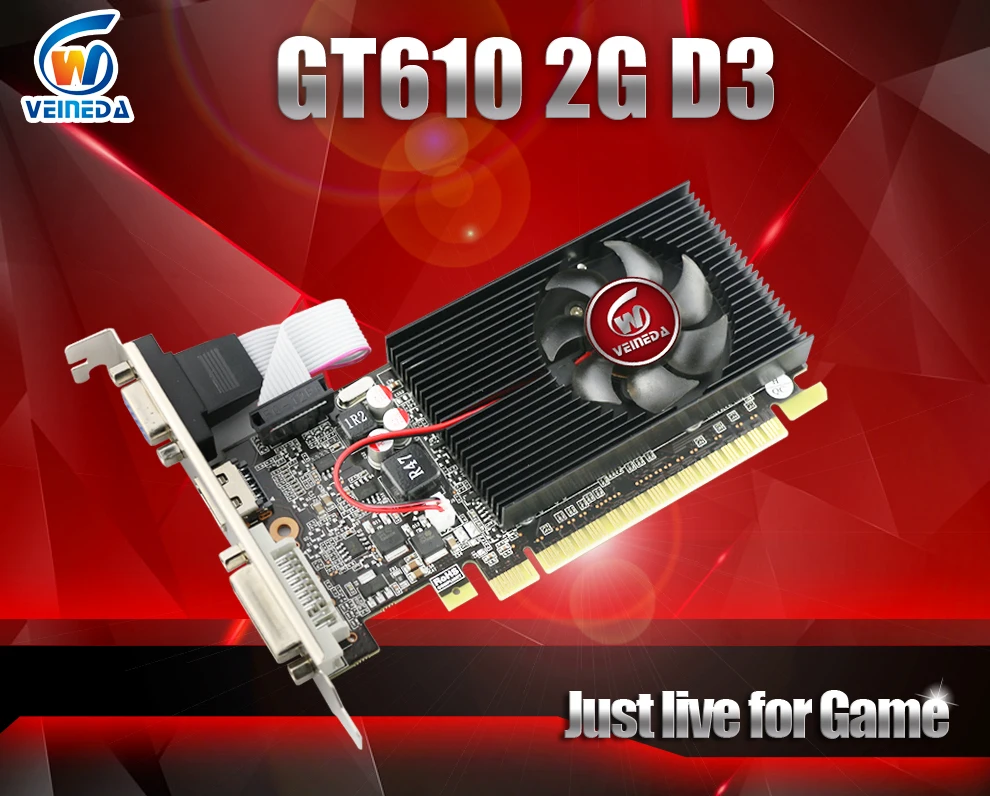 Veineda Дисплей vga карты GT610 2 ГБ DDR3 700/1000 МГц для nVIDIA Geforce игровой ПК