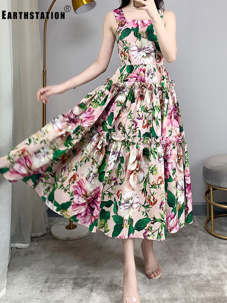 Женское плиссированное платье zou белое с принтом в стиле ретро на лямках высокой