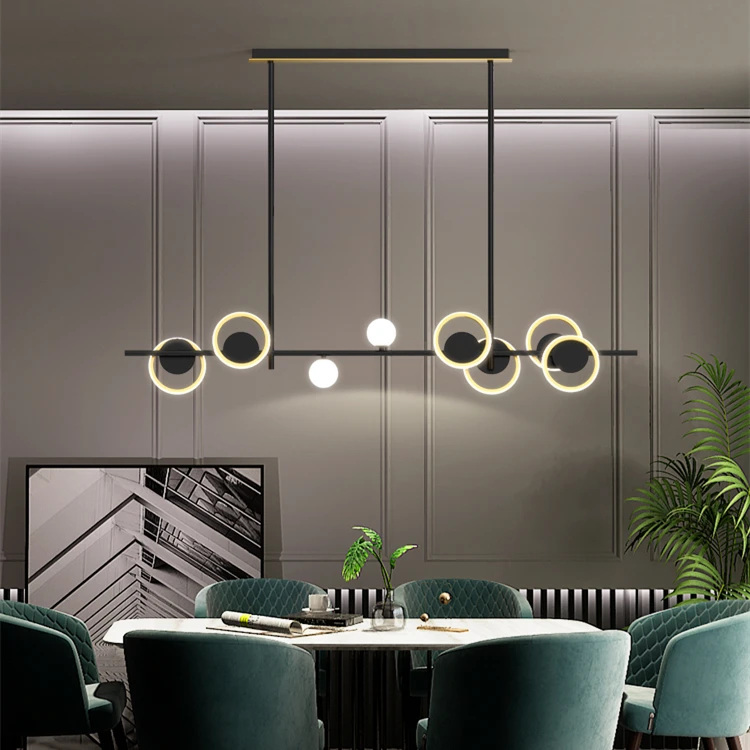 

Modern Simple kitchen Decor Lighting Nordic LED Black Chandelier Dining room Island Hanging Lights Bar counter Fixtures 220-240V