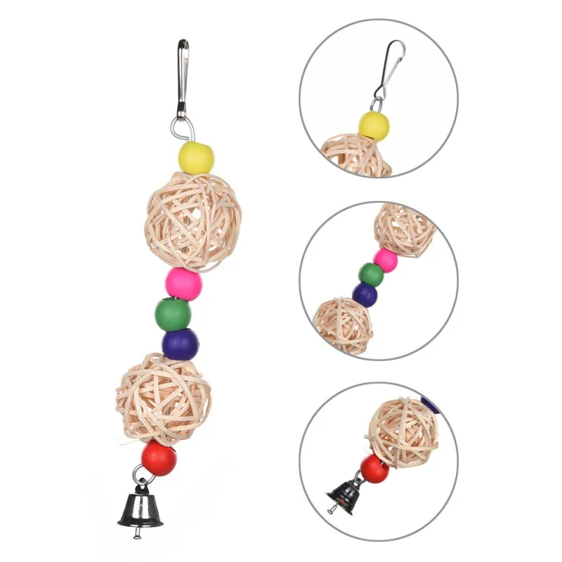 Parrot Pet Bird Bites Chew Toy Hanging Cockatiel Parakeet Climb Chewing Cage With Bell Bird Toys 1