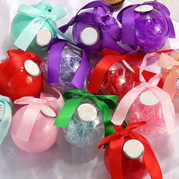 

10Pcs Spherical Candy Box European Style Bow Crystal Plastic Small Gift Case Solid Color Candy Boxes Dessert Package