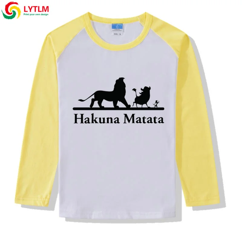 LYTLM Hakuna Matata/футболка Roi Lion/футболки для мальчиков, детские футболки реглан для маленьких девочек, Детская футболка с длинными рукавами с изображением короля льва для мальчиков - Цвет: CXCJ LYCRA Maize