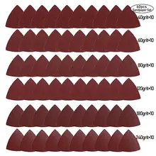 60PCS Oscillating Saw Sand Paper Oscillating Multi-tool Hook Loop Triangle Sandpaper for 3-1/8