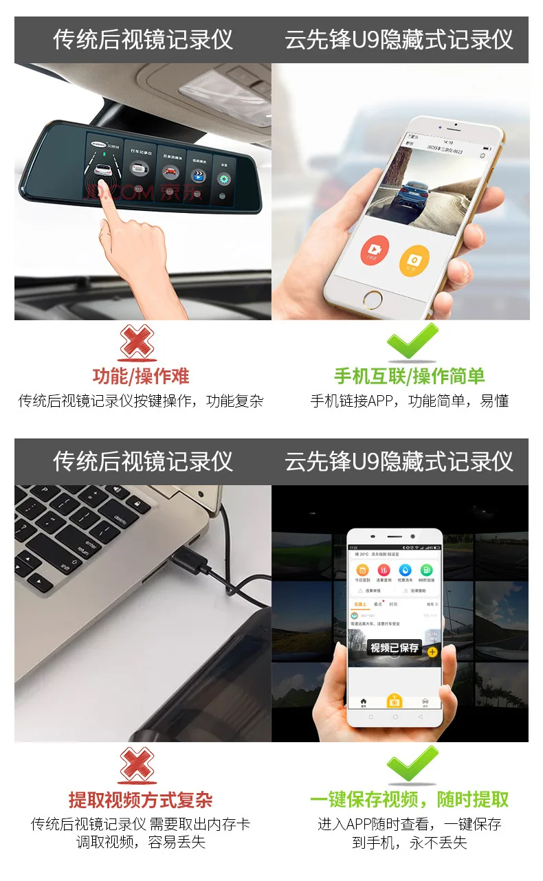 Вождение рекордер WiFi скрытый рекордер USB Android мобильный телефон соединение 24 часа монитор DVR