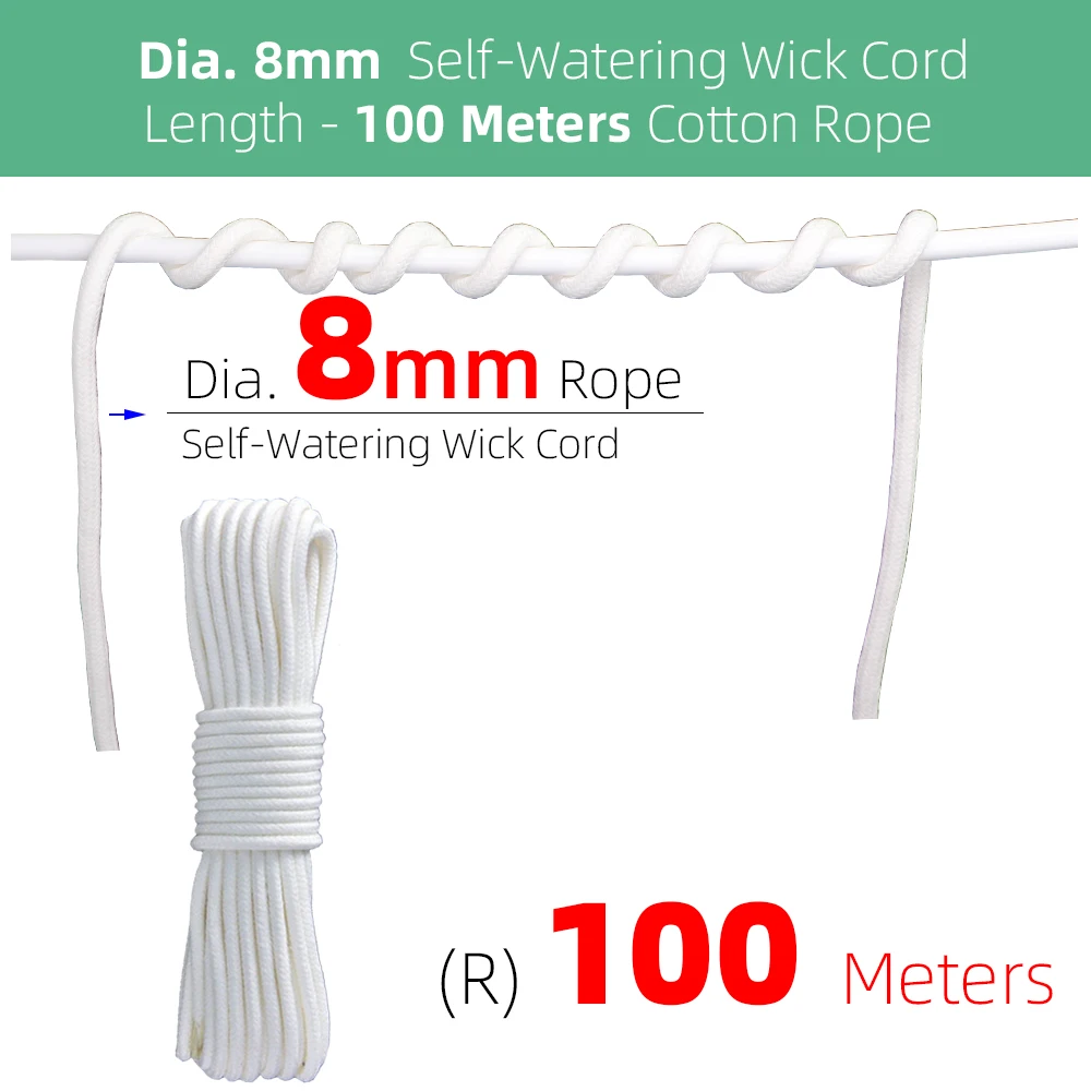 4/5/6/8MM Self-Watering Wick Cord Vacation Planter Pot DIY Automatic Watering Device System Potted Auto Drip Waterer Cotton Rope 