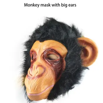 

Funny Monkey Head Latex Mask Full Face Adult Mask Breathable Halloween Masquerade Fancy Dress Party Cosplay Looks Real