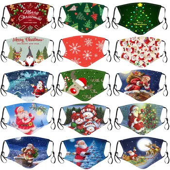 

Reusable Face Mask for Kids and Adult, Children Christmas Face Masks Cover with Filters 2 Pcs Washable Cartoon Protective Flu