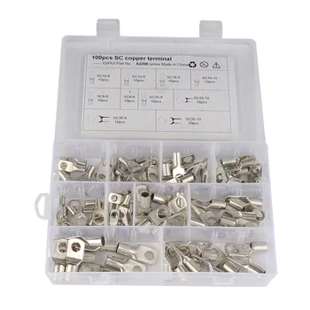 

100pcs Sc Combination Practical Splice Durable Copper Terminals Set Wire Tools Connector Cable Metal Car Lugs Electric Tinned