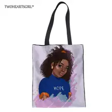 Повседневная сумка для шоппинга через плечо черная африканская женская сумка с принтом для девочек Женская сумка-торба для студентов колледжа сумки для шоппинга