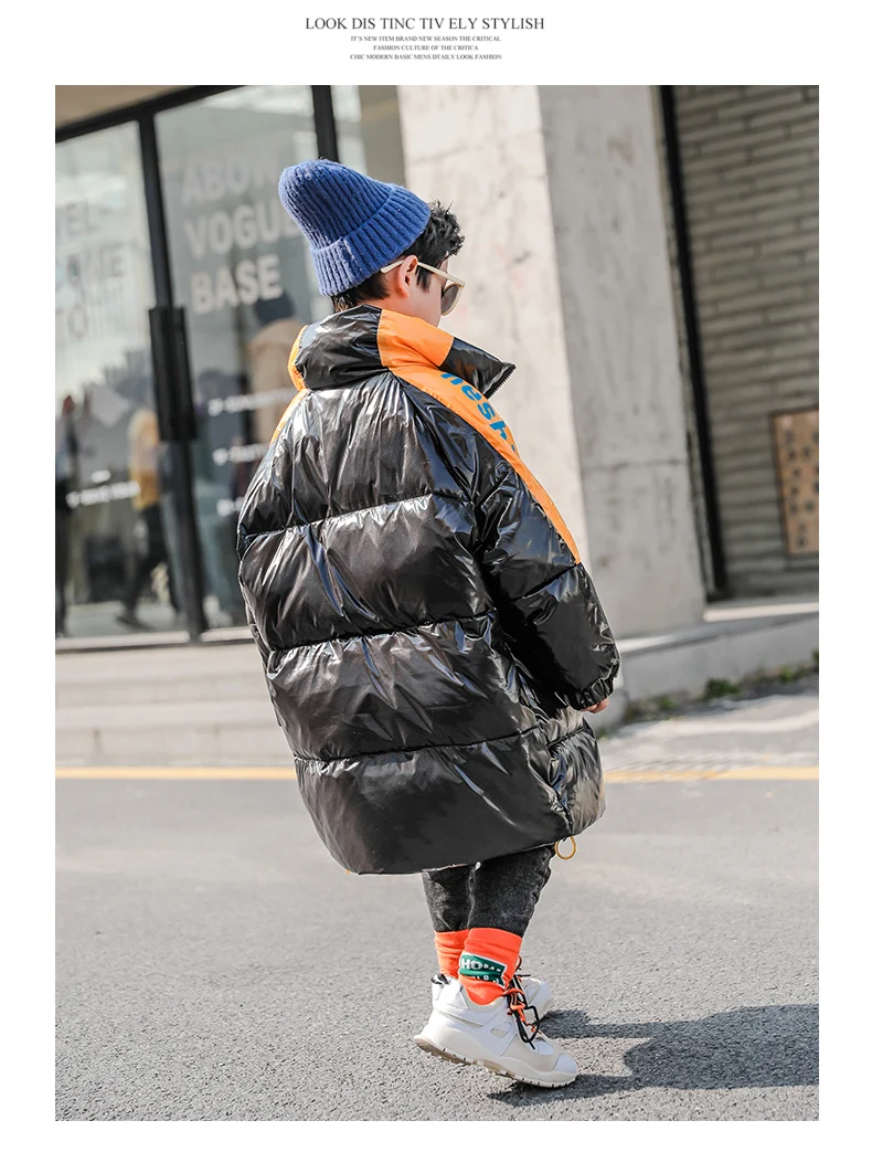 Одежда для маленьких мальчиков детские глянцевые пуховые пальто плотная теплая парка с буквенным принтом для мальчиков, детские зимние пуховики для мальчиков, Y2412