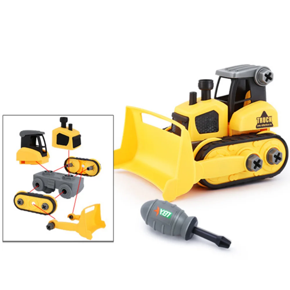 Disassembly Engineering Car Model Toy Truck Tractor Vehicles Building Block Kids Toy Gift ABS Plastic Boy Toys