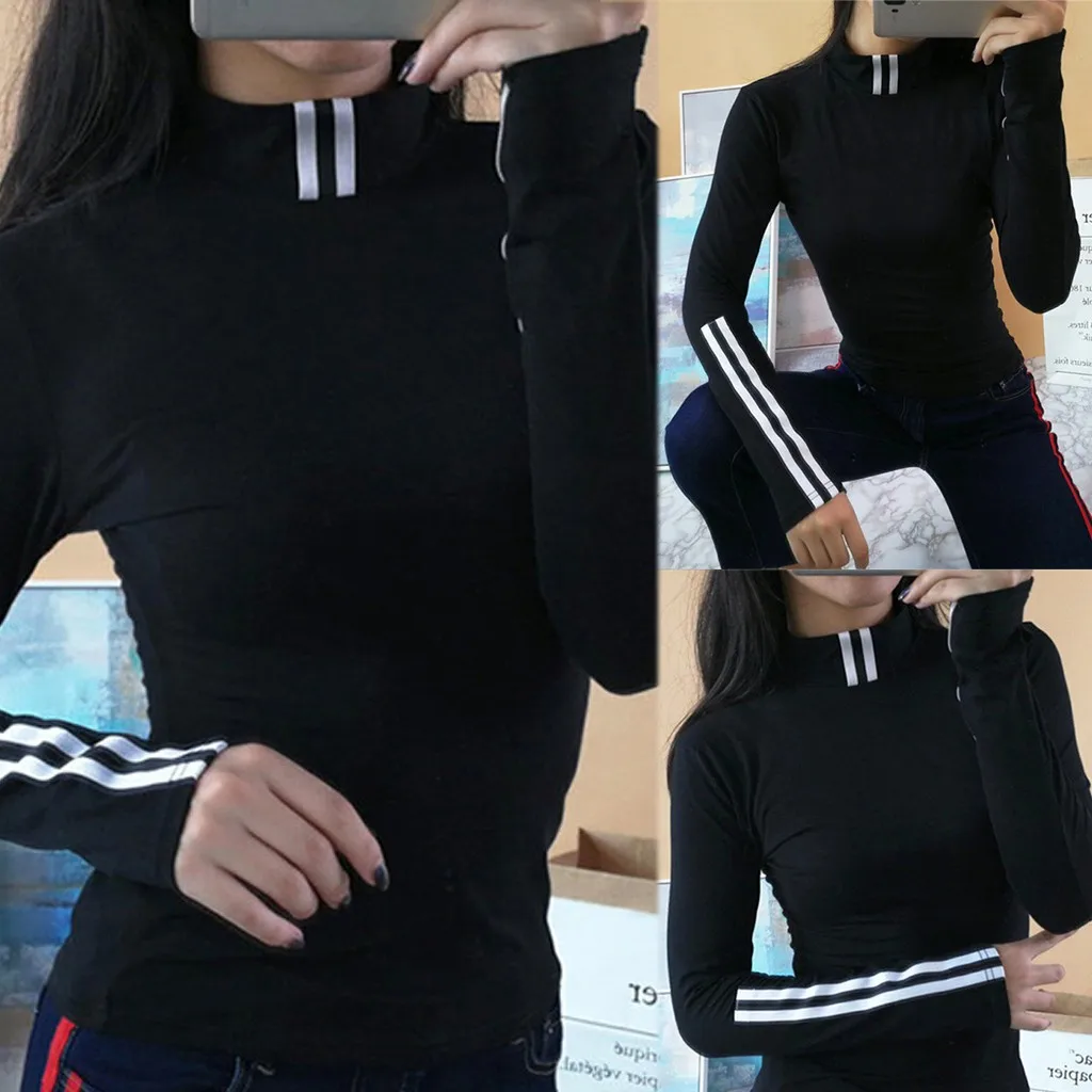 Round Neck Slim Stripe Yoga Shirt Bodycon Tight Elastic Splicing Padded Dry Top Yoga Gym Seamless For Women A9