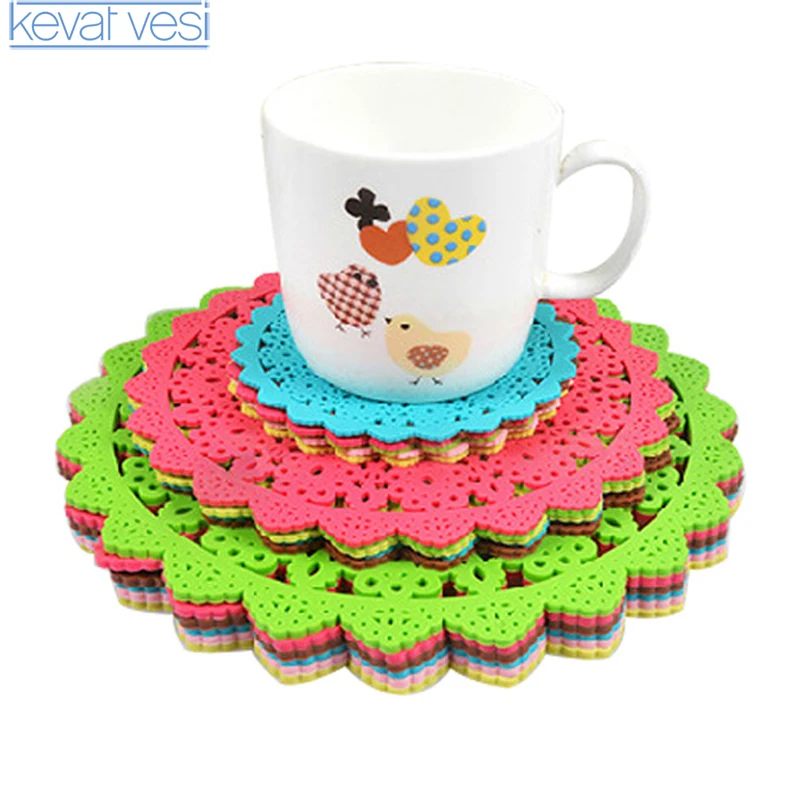 2 шт./лот силиконовые коврики для чашек в стиле ретро кружевной коврик чаши и
