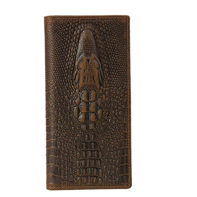 Men Vintage Alligator Wallets Genuine Leather Brand Designer Cowhide Card Holder Purse High-grade Coin Wallet for Male - Цвет: Coffee