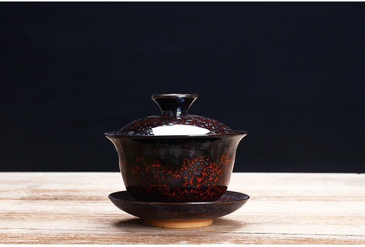 Китайская миска с крышкой, глазурованная чайная чашка, домашняя керамическая кунг-фу, чайная утварь, чайная чашка