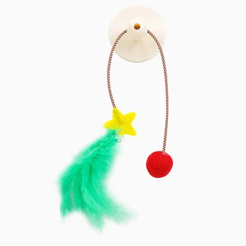 

Suckers Feather Cat Toys Cute Funny Absorb Smooth Furniture High-quality Elastic Rope Christmas Red Green