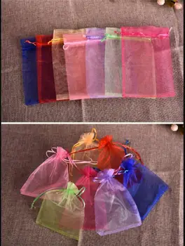 

7x9 cm 50pcs 17 Colors Jewelry Bag Wedding Gift Organza Jewelry Bag Display Packaging Jewelry Pouches