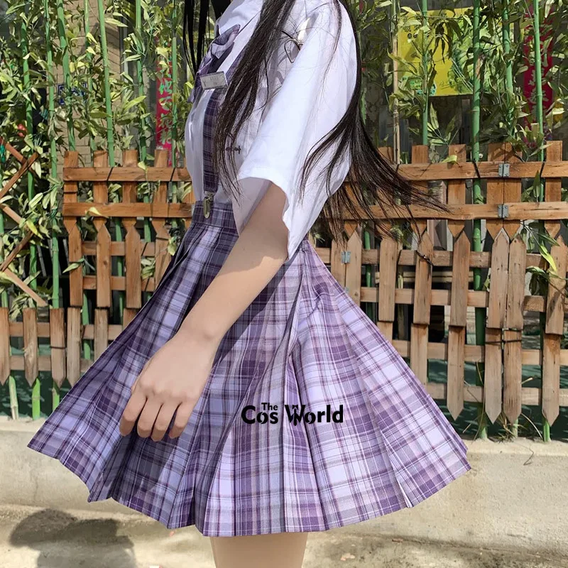 Japanese Girl's Summer High Waist Pleated Plaid Skirts For JK School Uniform Students