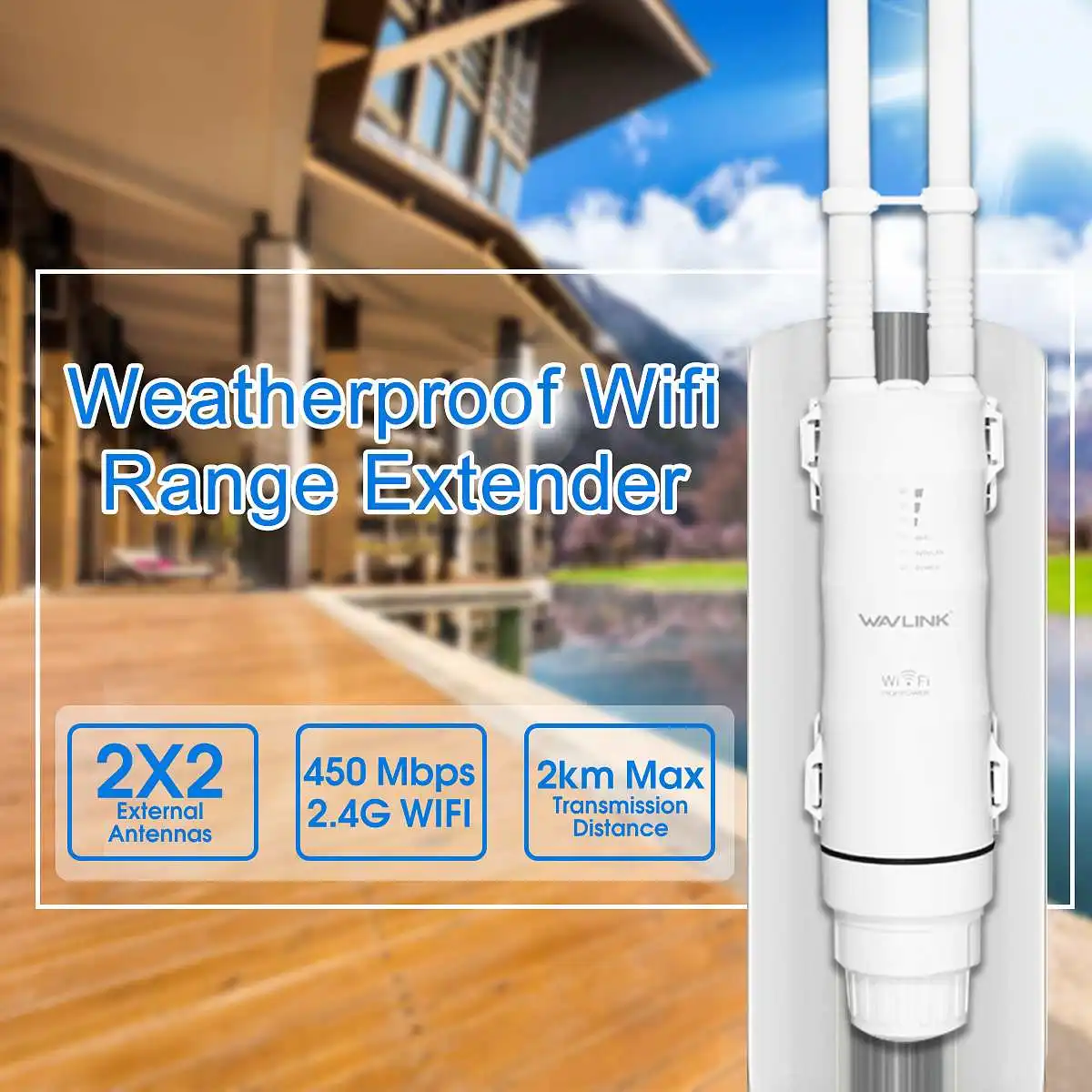 Wavlink AC600 27dBm Wifi удлинитель высокой мощности открытый Wifi повторитель 2,4G/150 Мбит/с+ 5 ГГц/433 Мбит/с беспроводной Wifi маршрутизатор с WISP
