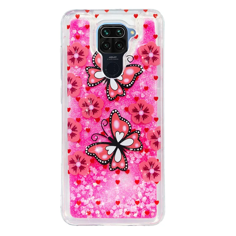 Redmi Note 9 Soft Case on For Funda Xiaomi Redmi Note 9 Case Xiomi Redmi Note 9 Cover Dynamic Liquid Glitter Phone Cases Etui xiaomi leather case case Cases For Xiaomi