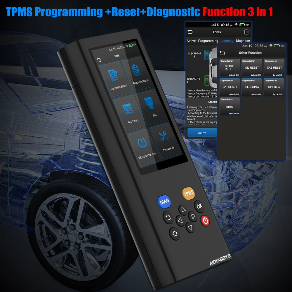 Launch X431 AIDIAGSYS автоматический диагностический инструмент полная система Wifi программирование ключей ABS EPB DPF Сброс масла TPMS Obd2 автомобильный сканер PK MK808
