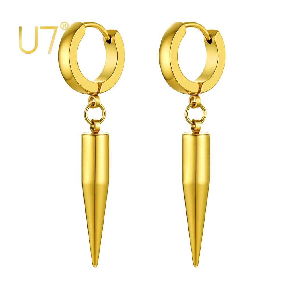 

U7 Spike Drop Earrings Cool Long Punk Rock Spiked Dangle Stainless Steel Women Men Jewelry