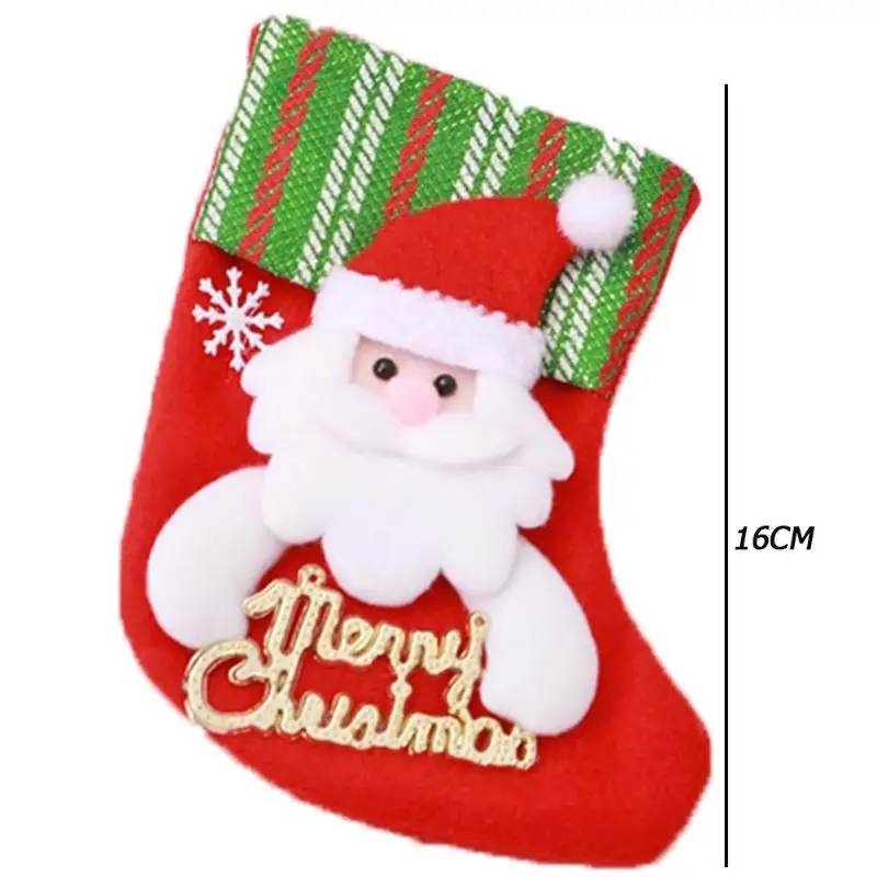 Веселый Рождественский носок-сумка Дерево Висячие украшения снеговик маленький медведь лося Стиль Сапоги кулон детский подарок - Цвет: A