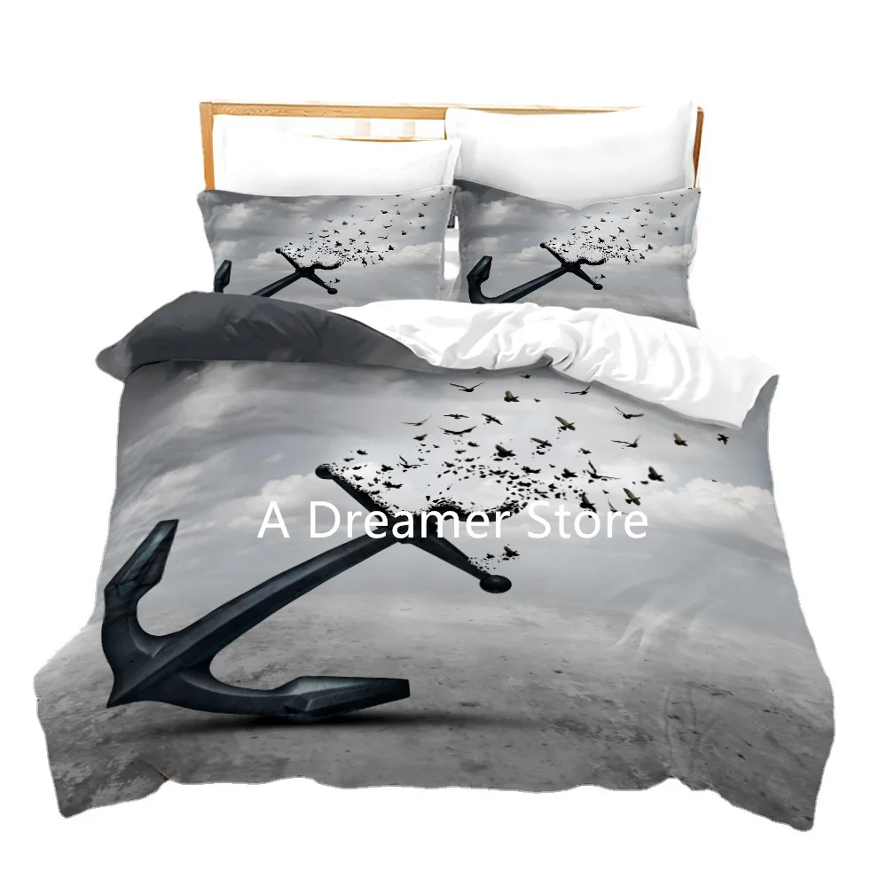 Blue Anchor Bedding Set Quilt Cover 