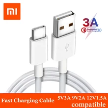 Original xiaomi usb 3.0 3a tipo c rápido rápido cabo de carregamento de dados para xiaomi mi 9 6 4c 4S a1 5 5S mais 5c 5x mix max 2 redmi pro