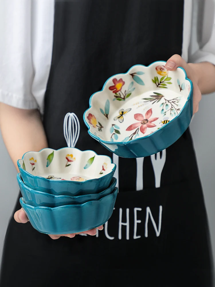 Вишневая керамическая чаша Китай салат фрукты миска для десерта закуски японские блюда рисовая лапша столовая посуда блюдо цветок кухонные инструменты горшки