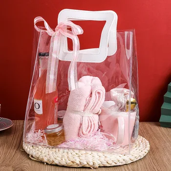 

European Style Hand Gift Bag Marriage Candy Box Birthday Gift Packaging Carry Bag INS Transparent Bag Candy Gift Bag