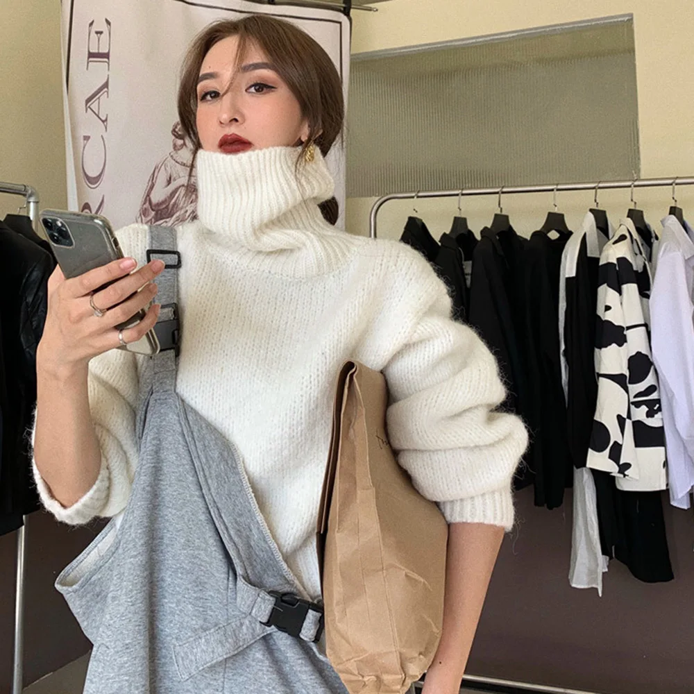 

Korean Version Pullover Loose Autumn And Winter Street Fashion Long Sleeve Ladies Turtleneck Sweater