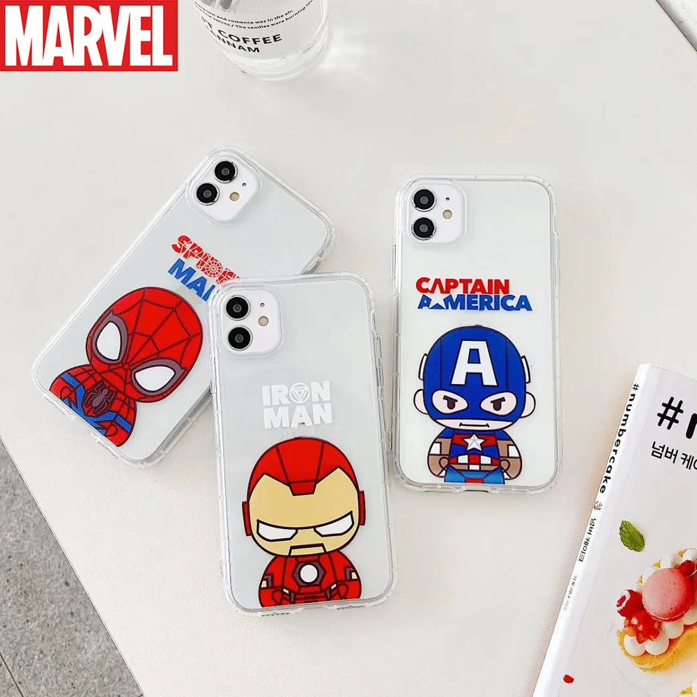 Marvel Iron Man Spiderman Captain America Case for Oppovivo Iphone Series Case White Transparent Anti Drop Protection Framea pela cases