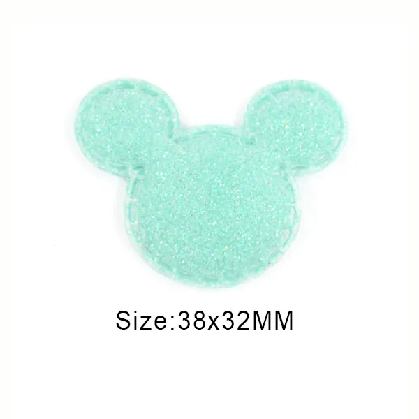 Green Mouse 50 шт разноцветные блестящие кожаные накладки Корона/сердце/звезда милые блестящие аппликации нашивки для одежды DIY заколки для волос для девочек - Цвет: Green Mouse