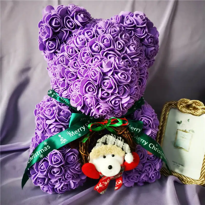 9 Merry Christmas 40 см Роза Teddi медведь для женщин и девушек Подарок подруге орнаменты из искусственных цветов вечерние розы украшения - Цвет: 9