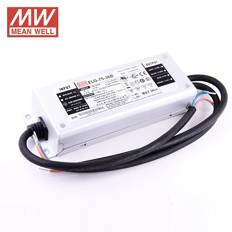 MEAN WELL ELG-75-36B-3Y 75W 2.1A 36V LED Switch Power Supply 110V/220V AC to 36V DC 2.1A waterproof IP67 dimmable led driver