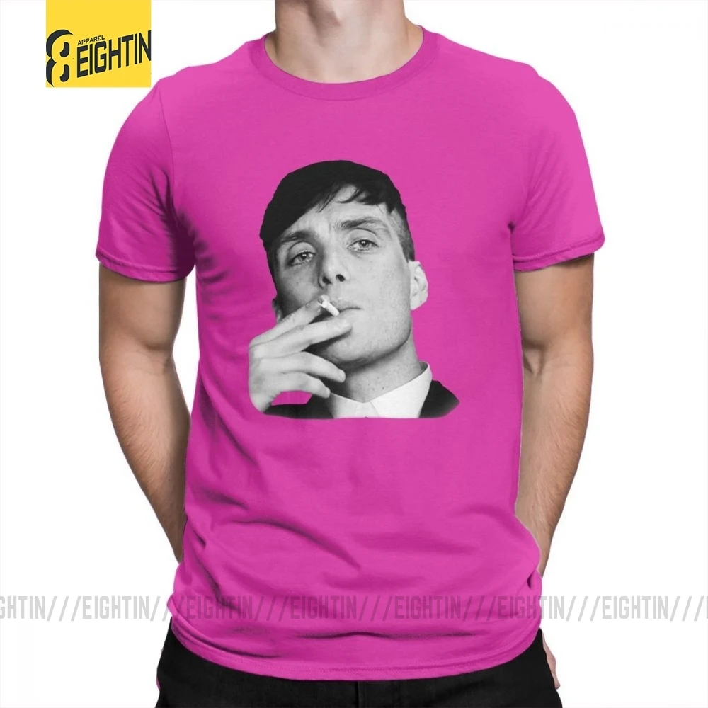 Peaky Blinders Tommee Designs, футболки из чистого хлопка с круглым вырезом, классические футболки из фильма, Новое поступление, мужские футболки с коротким рукавом размера плюс - Цвет: Fuchusia