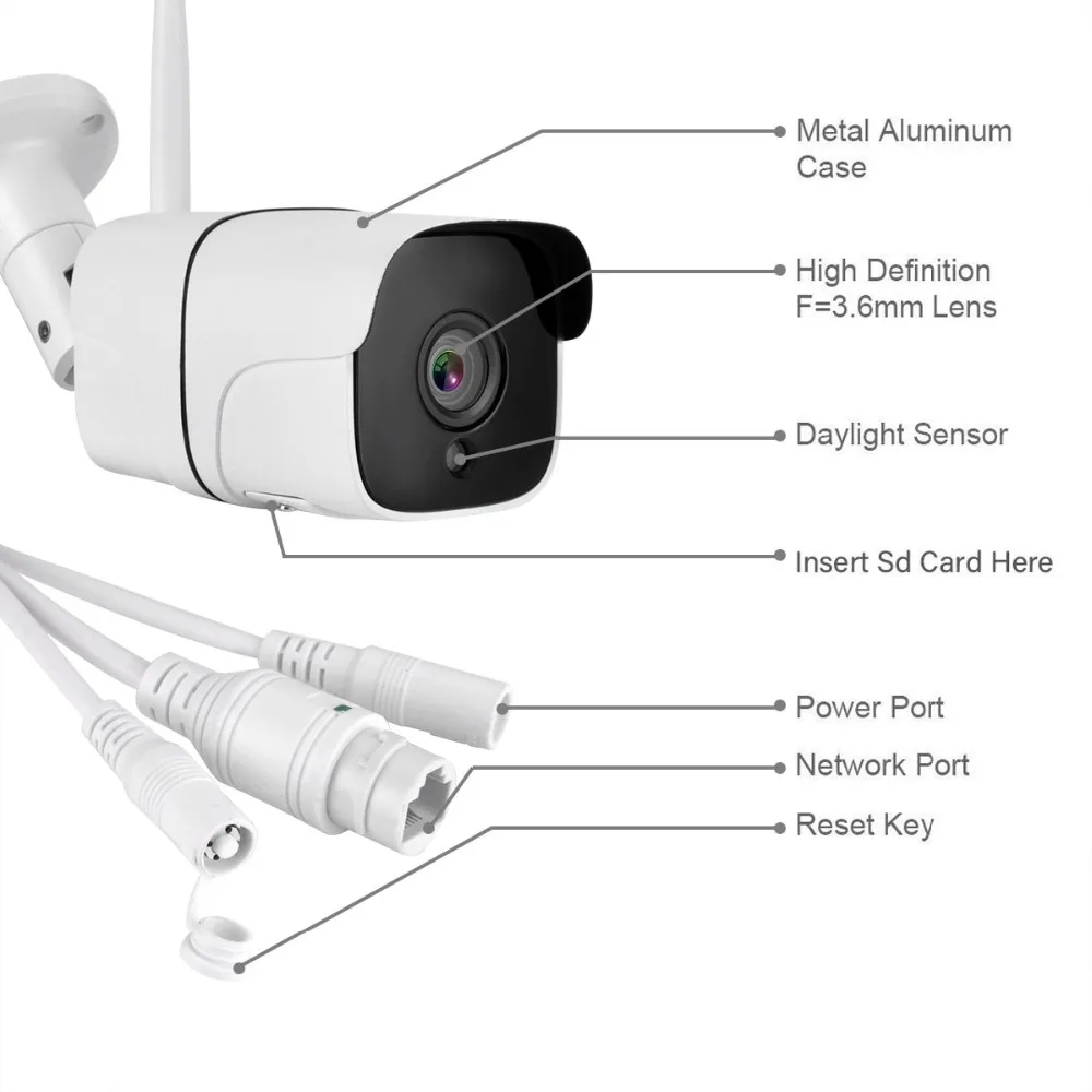 DIDseth HD 1080P Беспроводная sd-карта IP камера 2.0MP двухсторонняя Wifi камера безопасности ночное видение металлическая Водонепроницаемая камера для улицы