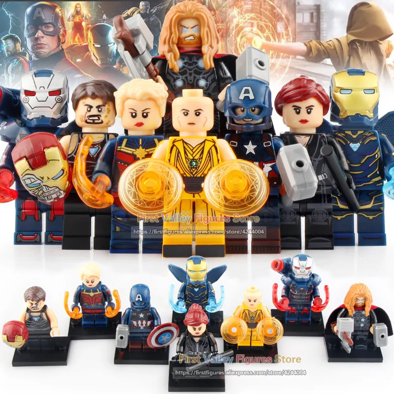 

8pcs/lot Super Heroes Black Widom Thor Captain America War Machine Building Blocks Bricks Toy For Children Gifts X0261