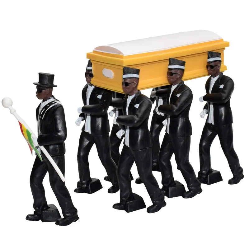 6pcs/8pcs PVC Cosplay Ghana Dancing Pallbearers 10cm Coffin Dance Figure Action Funeral Dancing Team Display Funny Toy dropship