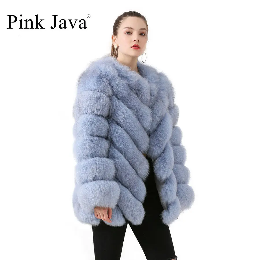 Новое поступление розовое пальто java QC19059 из натурального Лисьего меха Женское с