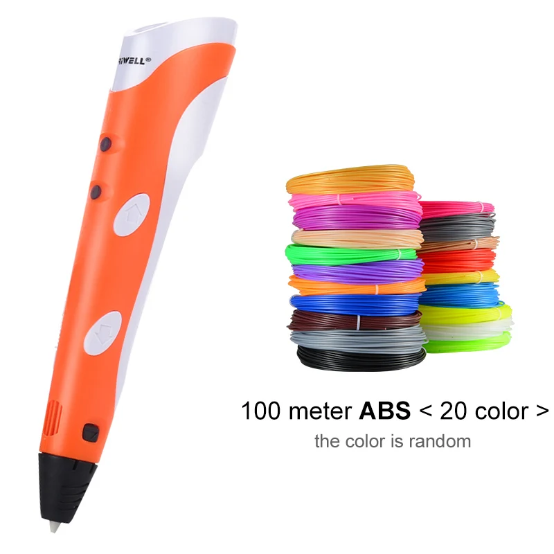 Orange - 100M ABS Myriwell 3D Ручка для печати 12 в 3D Ручка Карандаш 3D Ручка для рисования sthift PLA нити для детей Образование хобби игрушки подарки на день рождения - Цвет: Orange - 100M ABS