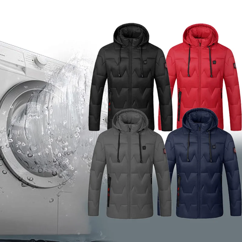 Унисекс Электрический 5 V/2A контроль температуры USB с подогревом пальто Зимняя теплая куртка с капюшоном