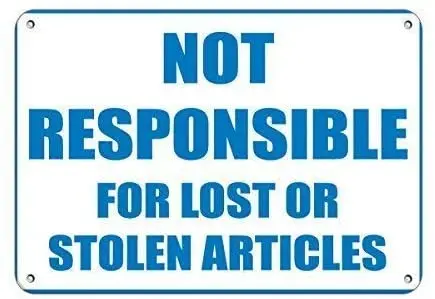 Crysss Предупреждение ждающий знак не несет ответственности за товары потерянные