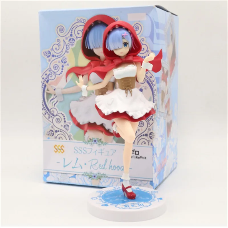 Re: Zero Hajimeru Isekai Seikatsu Rem/Ram Red Hood Ver. ПВХ кукла Фигурка Коллекционная Фигурка модель игрушка подарок - Цвет: Blue boxed